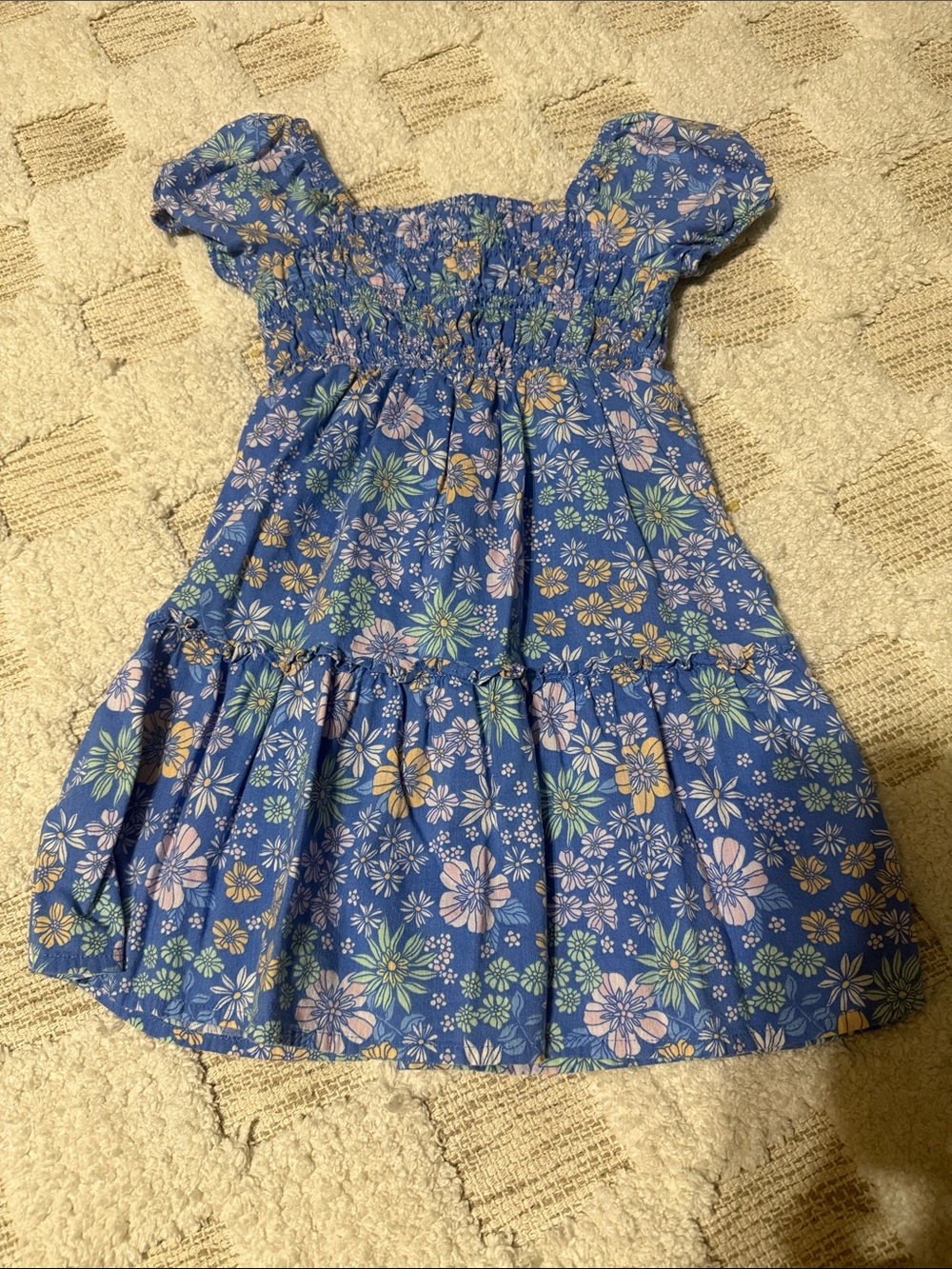jumping beans Blue Floral Puff-Sleeve Smocked Sundress